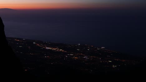 view of puerto de la cruz during the sunset from the el teide mountain, tenerife