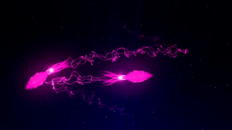 calamar iluminado con luz de color en el agua, animación cg, bucle