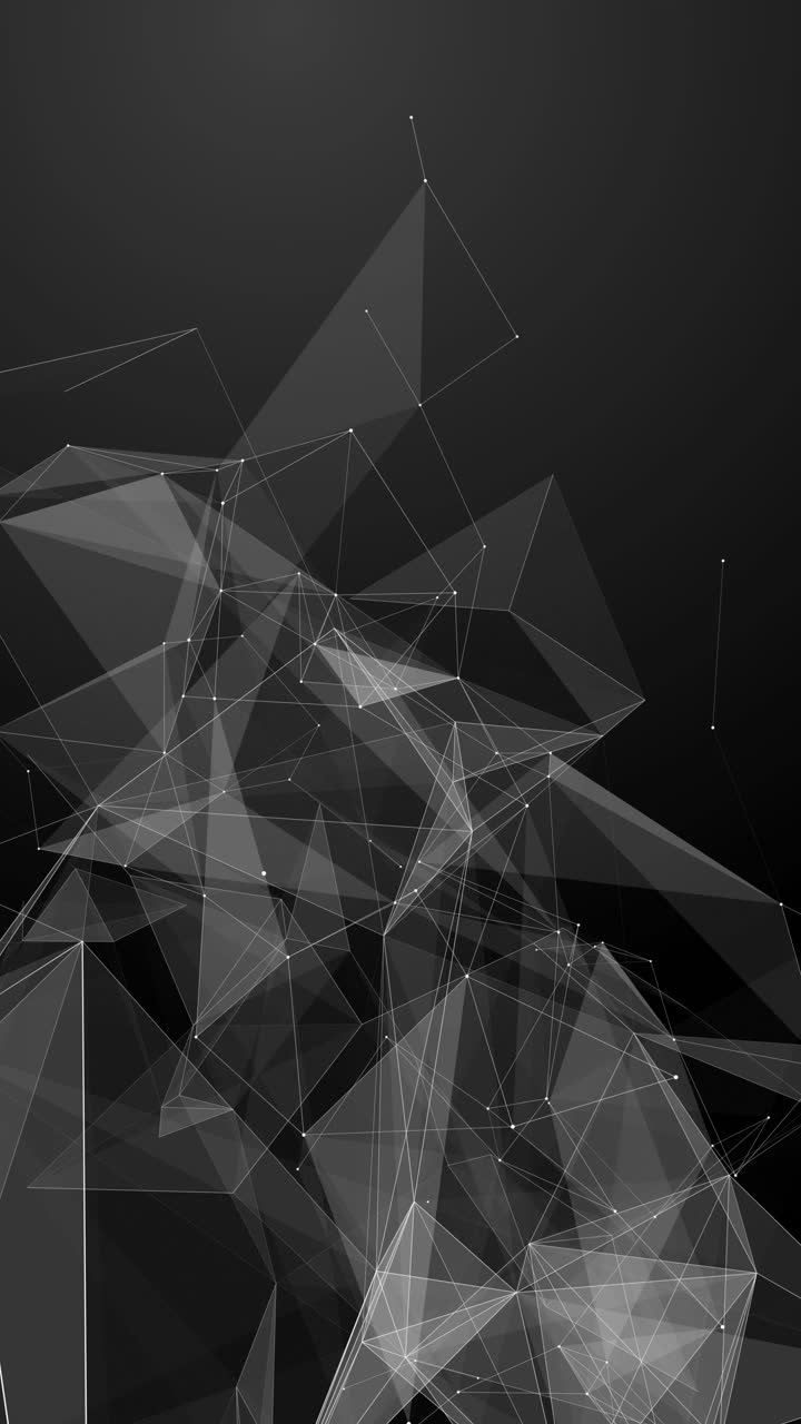 Abstract internet connection and technology graphic design. Computer geometric digital connection structure. Futuristic black abstract loop grid. Plexus with particles. Vertical video.
