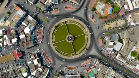 road and roundabout top view, road traffic an important infrastructure in thailand