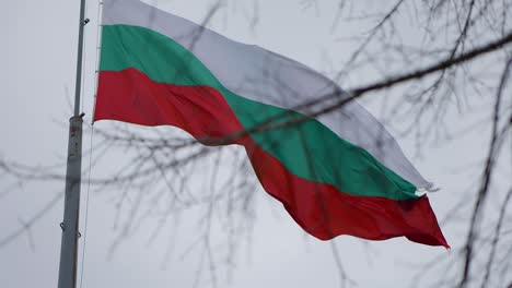 bulgarian national flag waving over the sky
