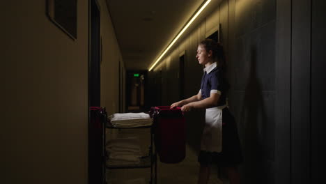 hotel maid cleaning room