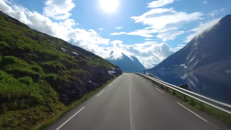 driving a car on a road in norway