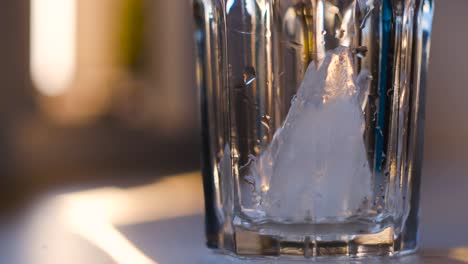 glass of water with ice cubes