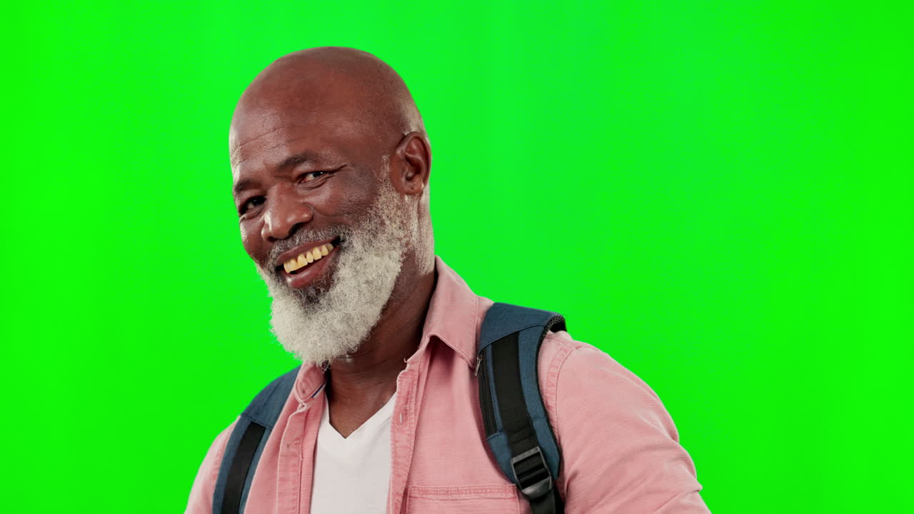 Homem negro, retrato e gesto shaka em tela verde