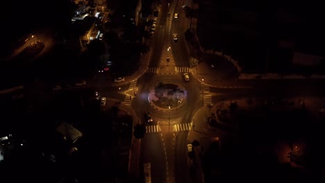 night aerial view of a city intersection