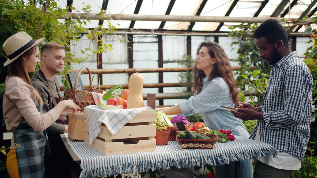 Farmers Market Scene in Greenhouse