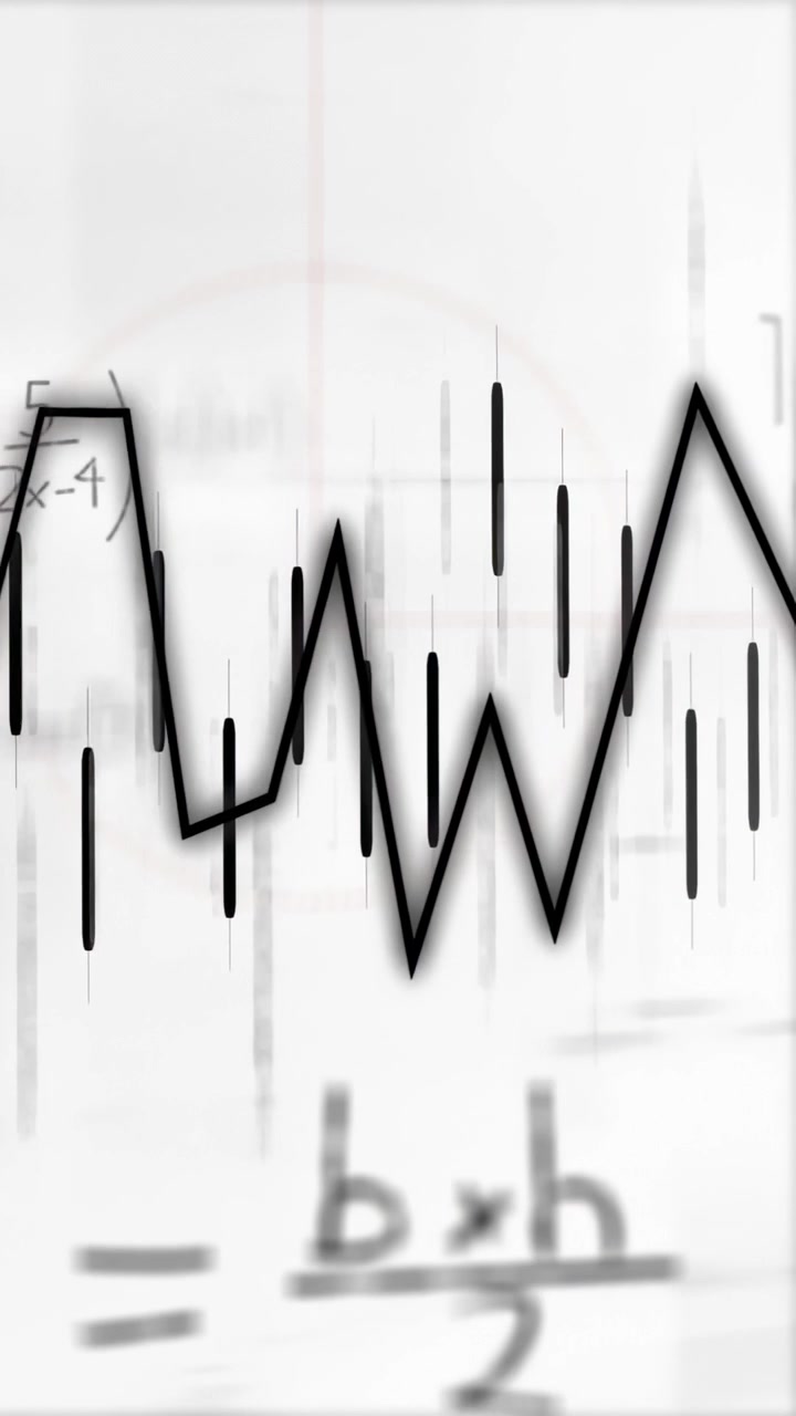 Vertical video: Candles reacting to data, jagged line shifting, revealing math numbers for finance