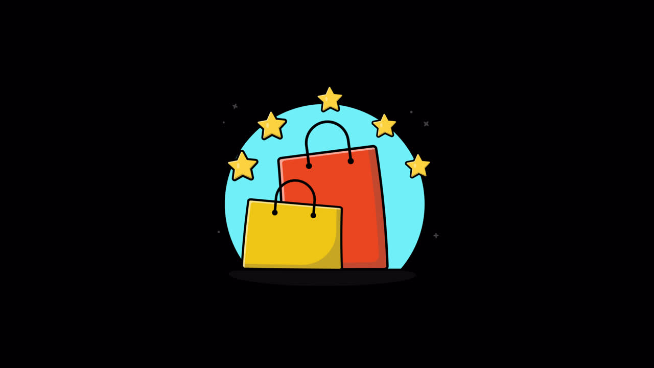 Illustrazione di borse della spesa animate con stelle