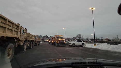 army vehicles parked at the command center after new york big freeze