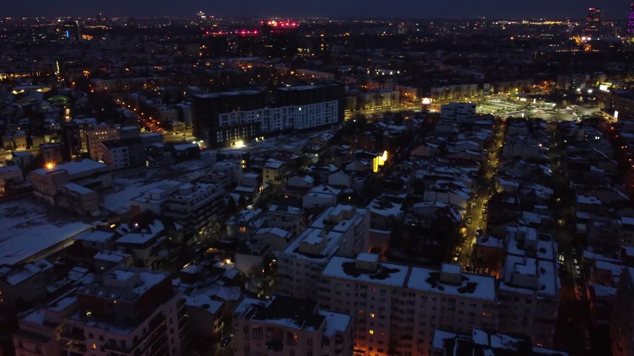 Shot From Above At Nighttime In Bucharest