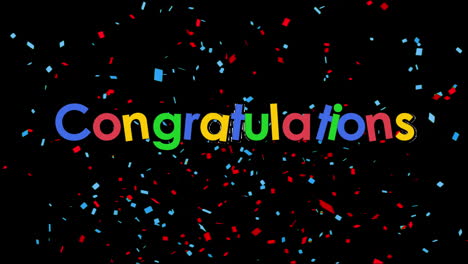 congratulations written on black background with confetti