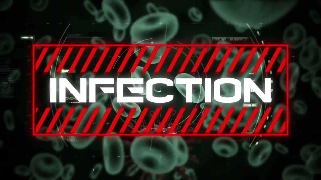 escaneo de alcance y texto de infección contra las células de covid-19 que se mueven