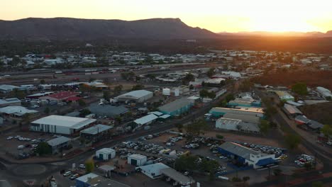 panorama of alice springs city at sunset in northern territory, central australia