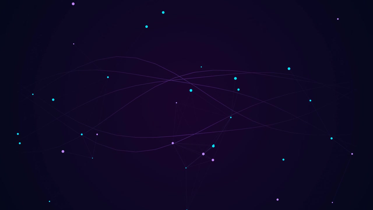 Abstract Digital Network Connection with Floating Particles and Lines