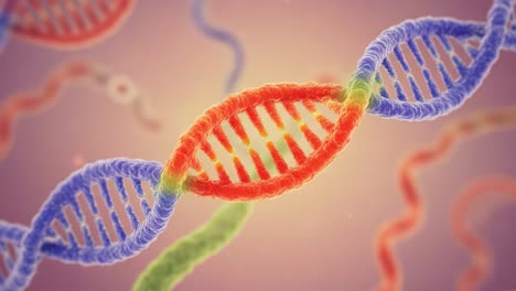 a stunning close-up view of dna strands highlighting genetic structures and their complex interactions in a colorful visualization