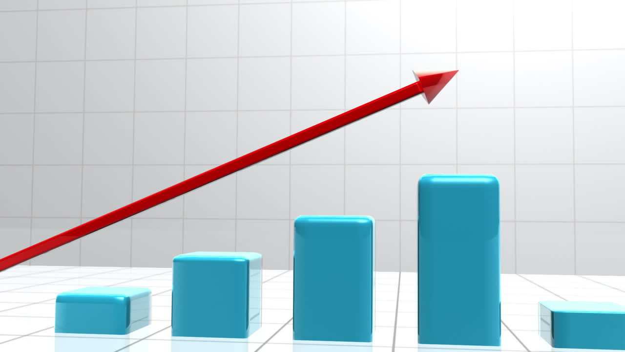 gráfico de barras azul que aparece desde el suelo