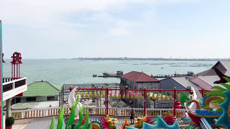 temple overlooking sea in chonburi, thailand