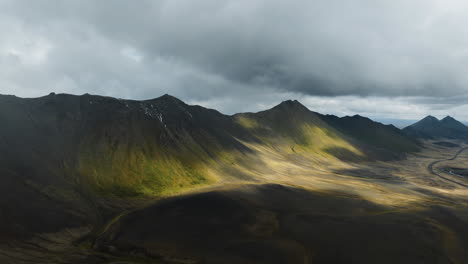icelandic mountain range under a cloudy sky