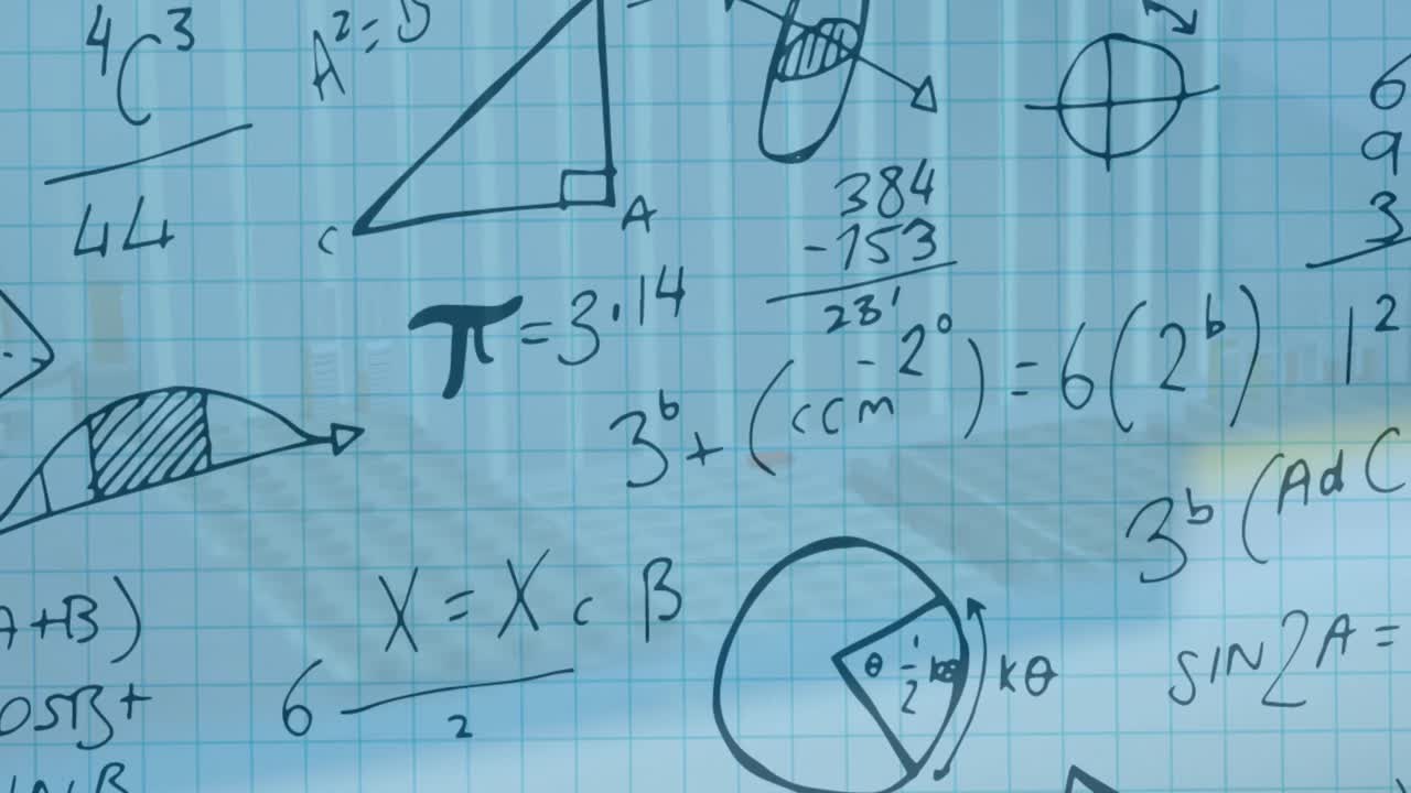 실험실의 장비를 통해 수학 방정식의 애니메이션