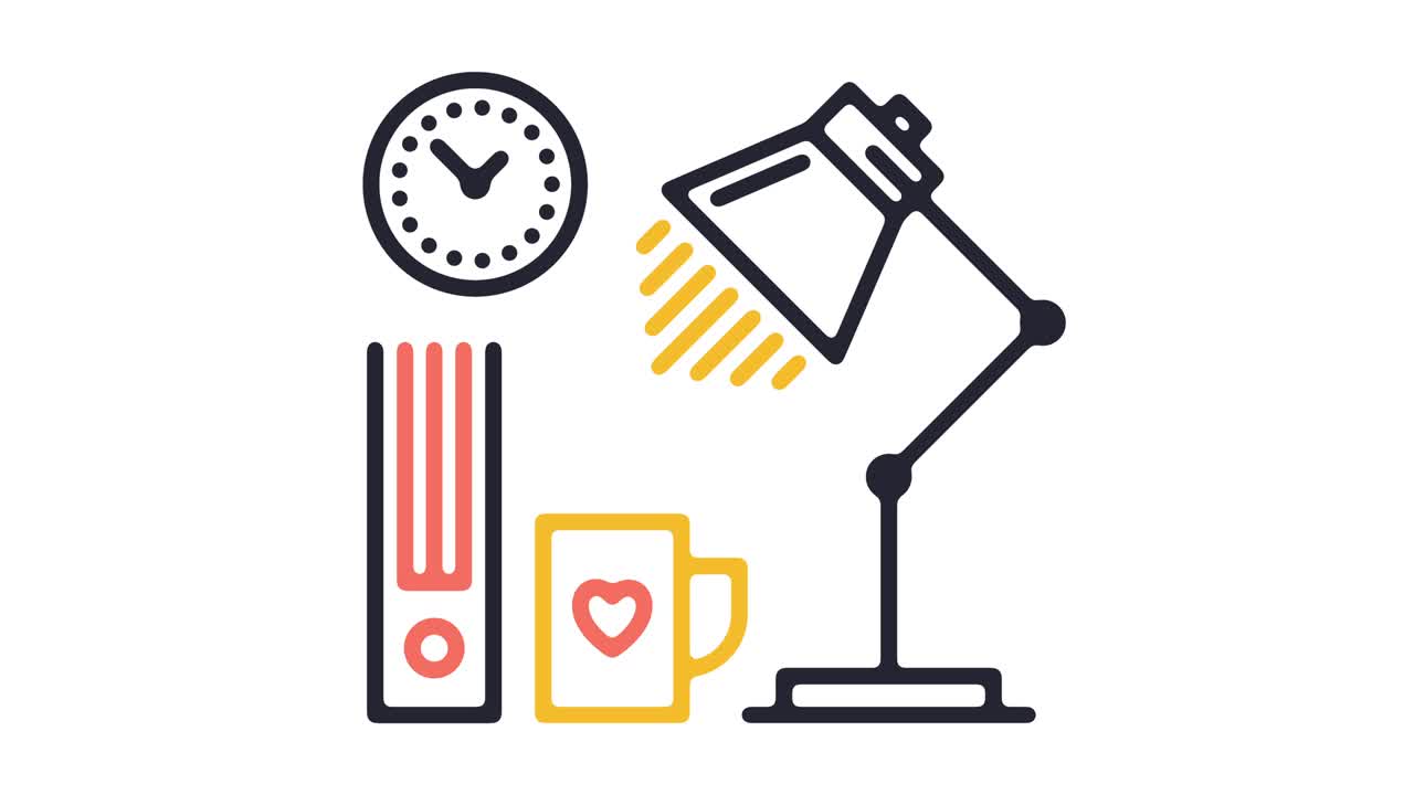 animación del icono de la línea de horas de trabajo