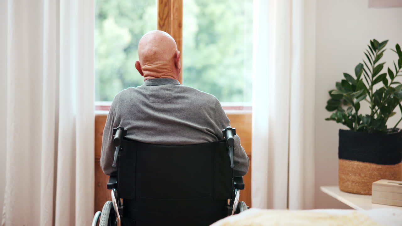 체어와 시야를 가진 노인과 함께