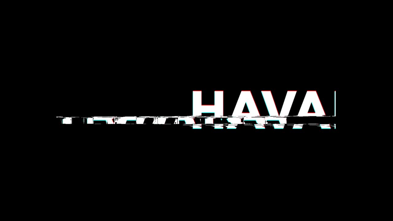efecto de fallo de habana texto distorsión de televisión digital animación en bucle 4k