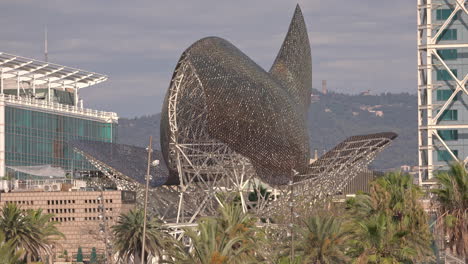 barcelona beach skyline viewed from the port