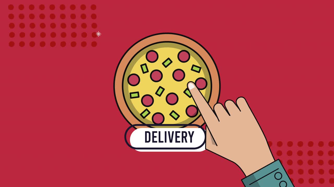delivery food pizza service tech animation
