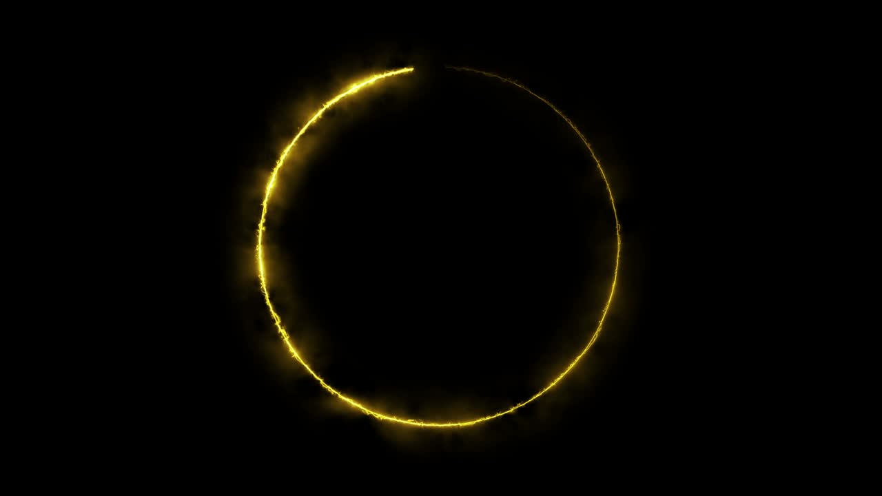 추상적인 전기 배경, 반이는 원 프레임, 전력 에너지 리드, 박이는 네온 타원형.