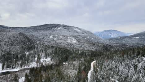 Snowy-British-Columbia:-A-Drone-View-of-the-Abandoned-Wooden-Bridge