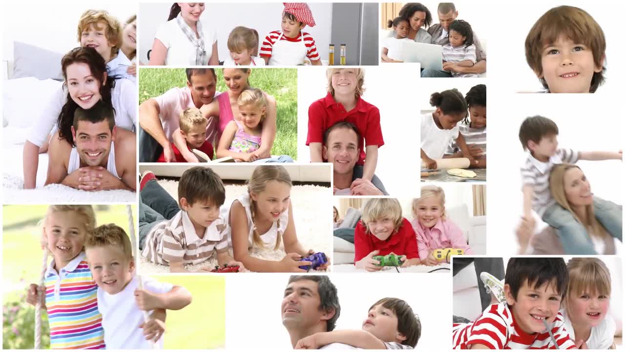 즐겁게 지내는 가족 의 비디오 패널