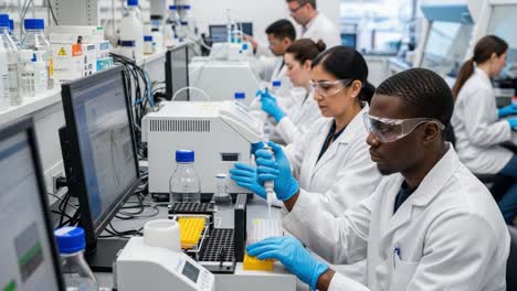 scientists working in a research laboratory