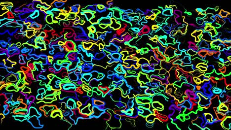 abstract creative looped bg with curled lines like trails of different colors. lines form swirling pattern like curle noise. abstract 3d looping flowing animation as bright creative festive background