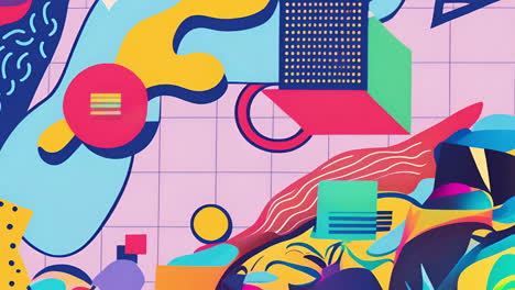 vibrant abstract composition with geometric and organic shapes