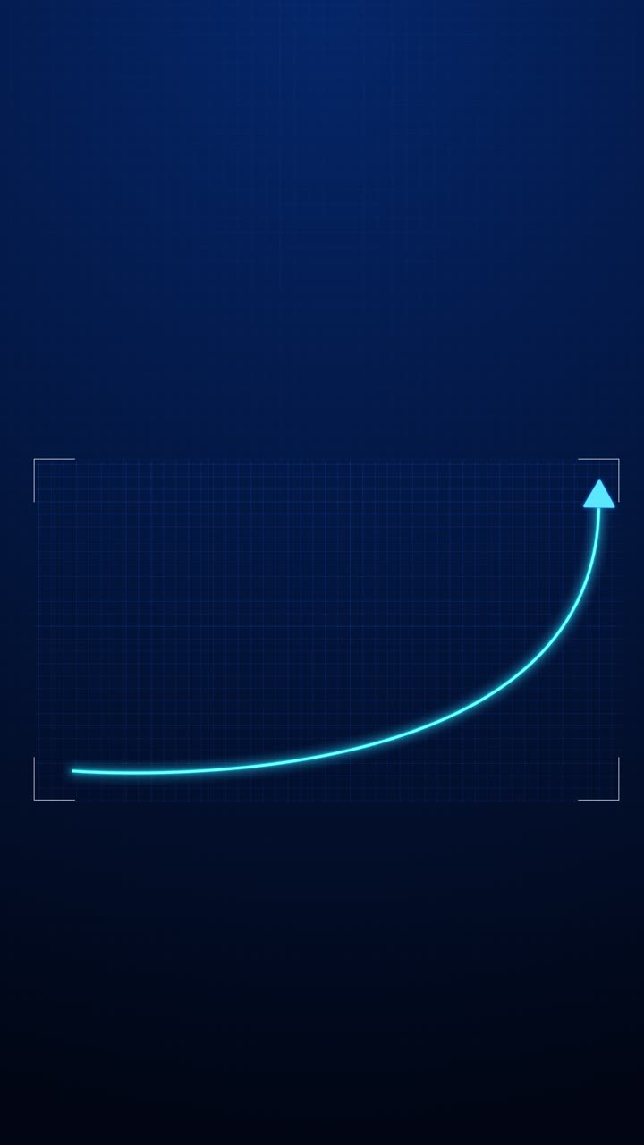 Dynamic video moving up curve graph digital grid for growth progress success futuristic finance data