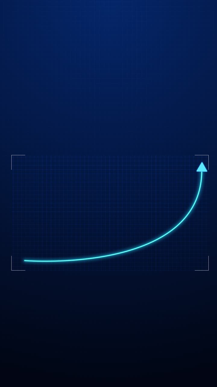 Dynamic video moving up curve graph digital grid for growth progress success futuristic finance data