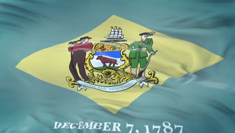 delaware (estado de los estados unidos) bandera ondeando en el viento con textura de tela muy detallada. bucle sin costuras