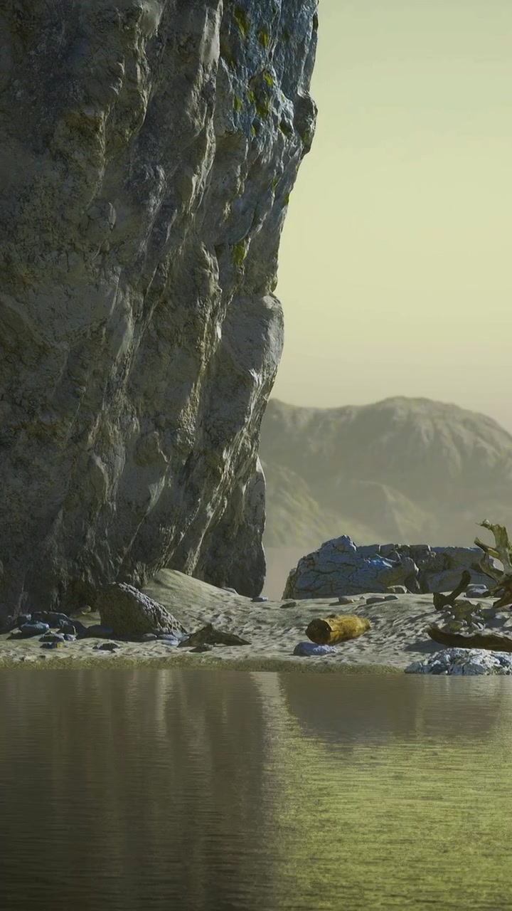 Paesaggio con formazione rocciosa vicino ad acqua calma in una giornata di sole