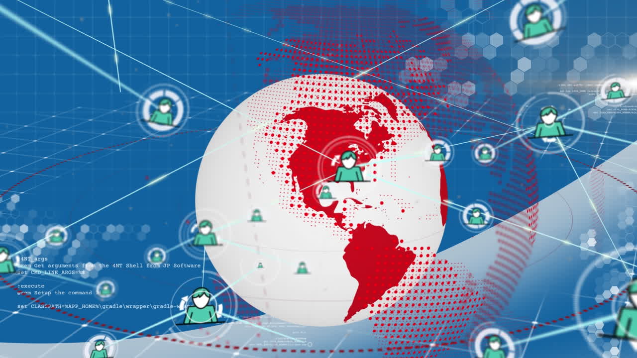 연결 네트워크와 함께 지구의 애니메이션