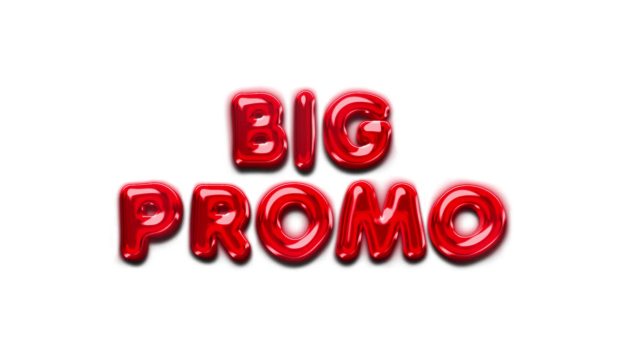 Big Promo Red Glossy Text on White Background