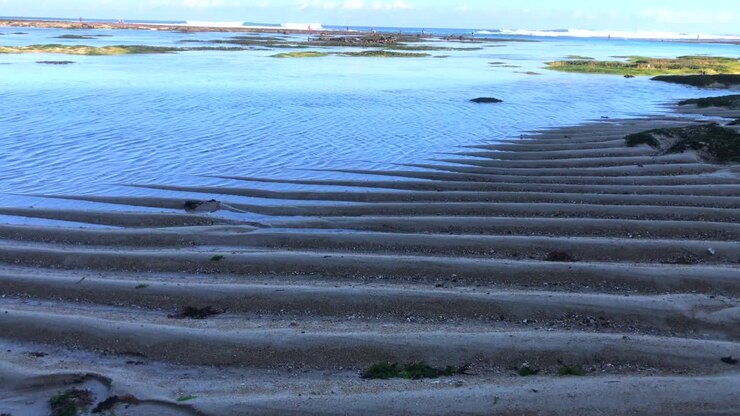 Low tide sea view at the Green Bowl beach in Uluwatu Bali Indonesia