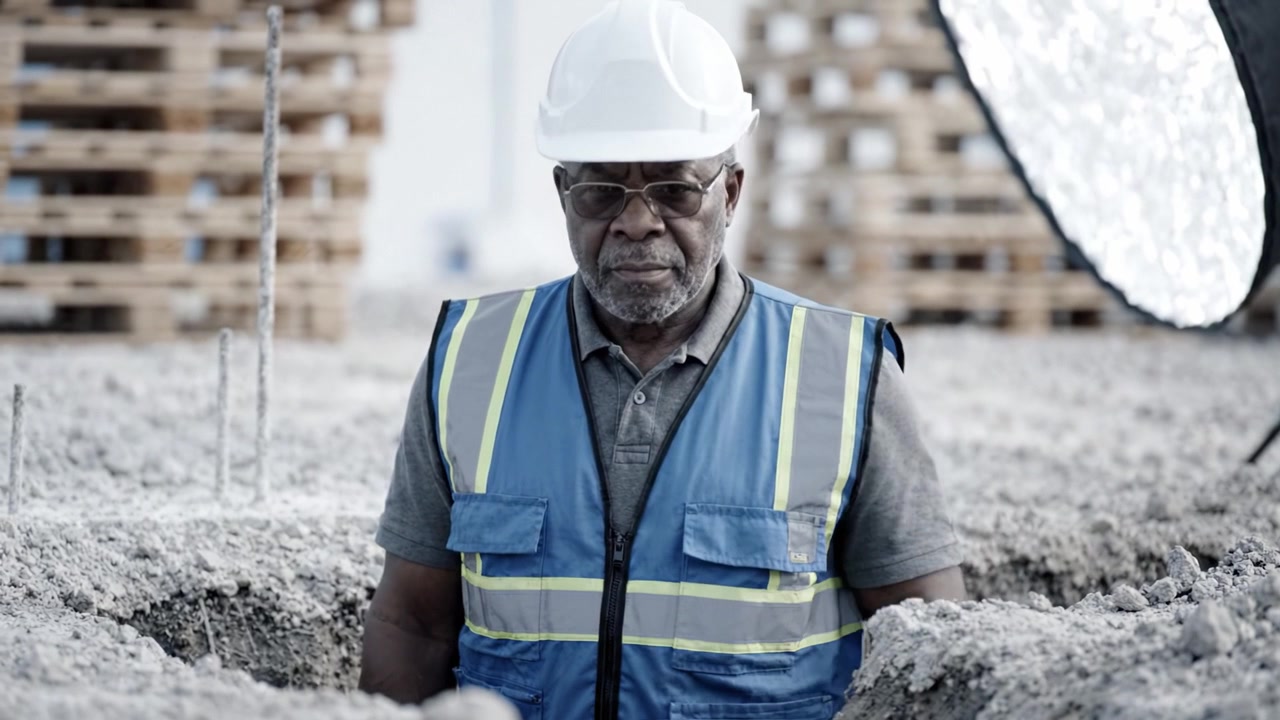 Un ouvrier expérimenté en équipement de sécurité supervisant l'avancement d'un projet de construction dans un environnement industriel