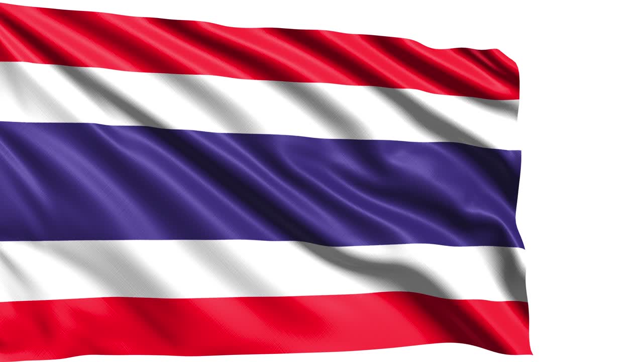 bandera de tailandia con estructura de tela en el viento (canal alfa, en bucle)