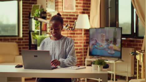 African-american-worker-begins-work-day