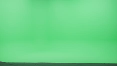pantalla verde chroma clave estudio: hermosa joven adolescente con ropa casual elegante camina a través de la habitación de izquierda a derecha. vista lateral disparada por la cámara