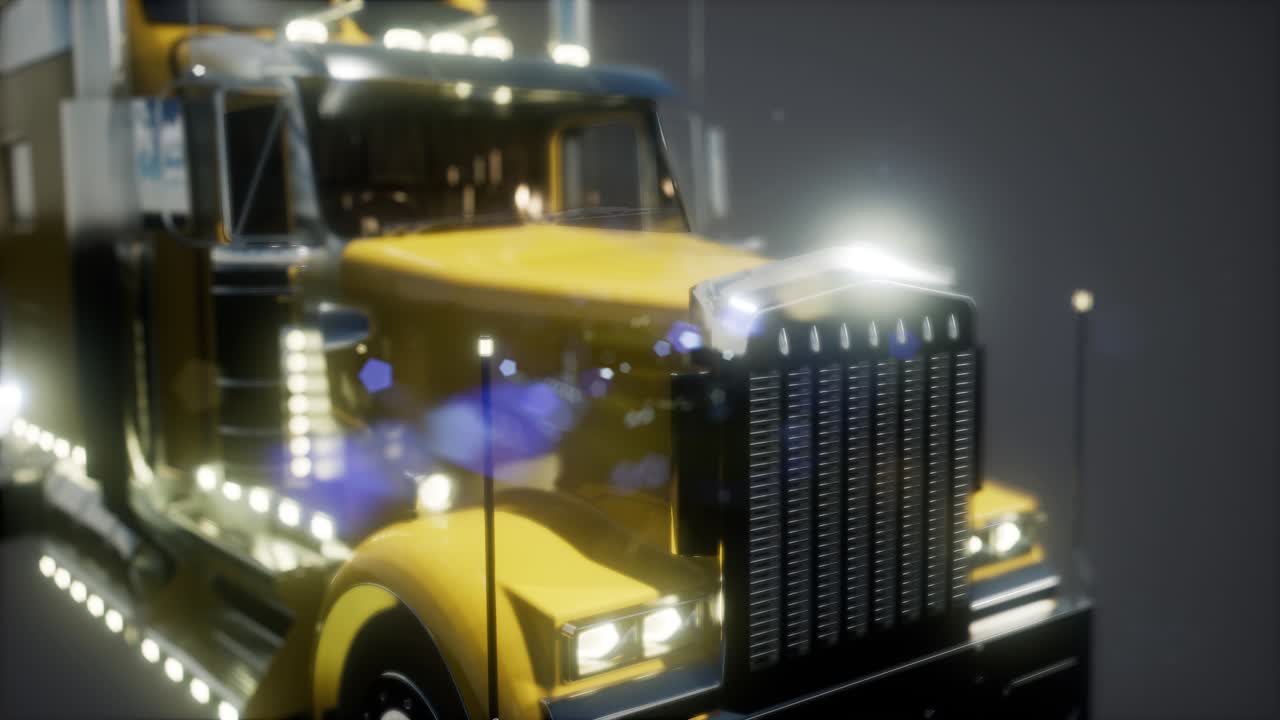 스튜디오에서 밝은 미국 트럭 트랙