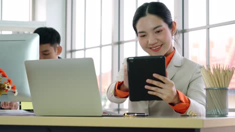 business people working at table in modern office