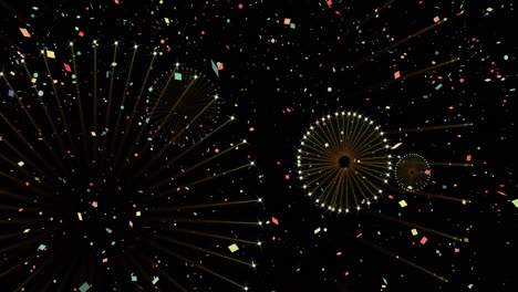 fireworks and confetti animation bursting over dark background, creating festive atmosphere