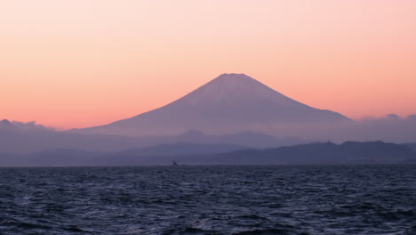 beautiful seascape with mt fuji at sunset